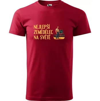 Sablio Tričko s potiskem Nejlepší zemědělec na světě - červené 5XL