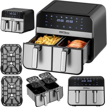 fritéza FRITÉZA HORKOVZDUŠNÁ BEZ OLEJE AIRFRYER 9L 2500W DVĚ KOMORY + LCD