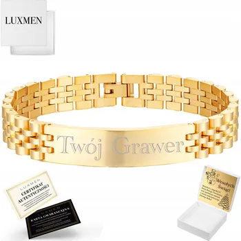 Náramek ZLATÝ PÁNSKÝ PANCÉŘOVÝ NÁRAMEK S GRAVÍROVÁNÍM JAKO DÁREK OCELOVÝ NASTAVITELNÝ NÁRAMEK
