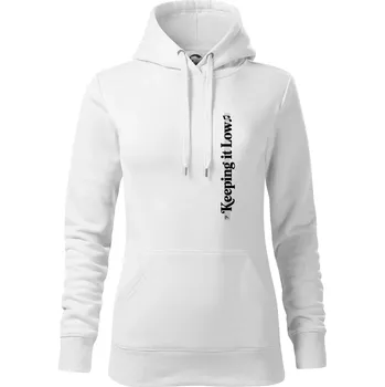 Dámská mikina KEEPING IT LOW NA VÝŠKU - basový klíč - Mikina dámská Cape s kapucí - L ( Bílá )