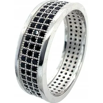 Prsten Stříbrný prsten s černými zirkony