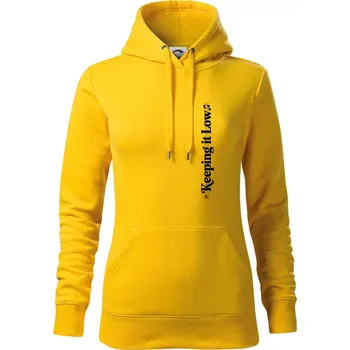Dámská mikina KEEPING IT LOW NA VÝŠKU - basový klíč - Mikina dámská Cape s kapucí - S ( Žlutá )