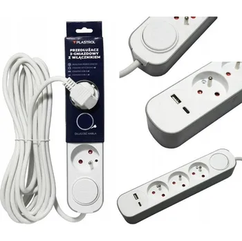 Napájecí kabel Prodlužovací Kabel přívod Plast-Rol 1,5 m 3 ks zásuvek šedý