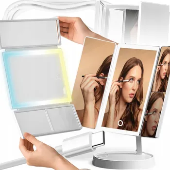 Zrcadlo PODSVÍCENÉ LED KOSMETICKÉ ZRCADLO STOJÍCÍ ROZKLÁDACÍ PRO LÍČENÍ GIRMI