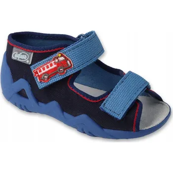 Dívčí bačkory Befado dětské papuče na suchý zip, modré, velikost 24