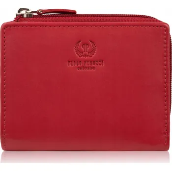 Dámská kožená peněženka malá červená horizontální s RFID Paolo Peruzzi