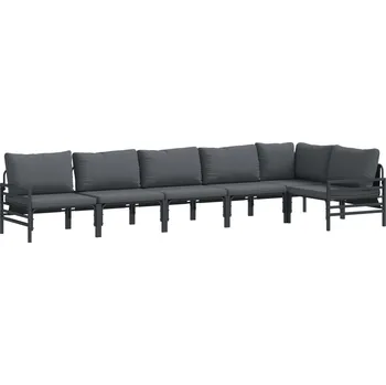 Sada zahradních pohovek s polštářem 6 pcs Černá Ocel Antracitová3378990