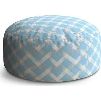 Taburet Sablio Taburet Circle Modrobílé čtverce: 38x48 cm