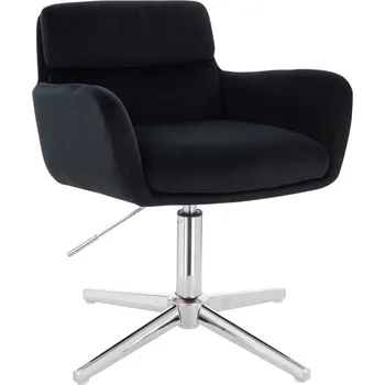 Otočné křeslo Manger velur na stříbrném kříži - černé