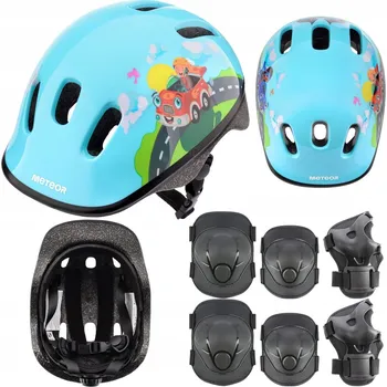 Cyklistická přilba Dětská cyklistická helma s nastavením + chrániče na kolečkové brusle a koloběžku, velikost XS