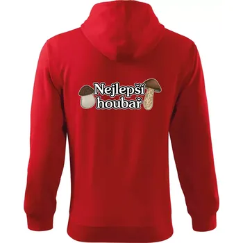 Pánská mikina Nejlepší houbař - nápis s houbama - Mikina s kapucí na zip trendy zipper - M ( Červená )