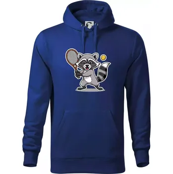 Pánská mikina Mýval hraje tenis kreslený - Mikina pánská Cape s kapucí - 5XL ( Královská modrá )