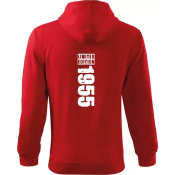 Pánská mikina Limited edition 1955 pruh - Mikina s kapucí na zip trendy zipper - 3XL ( Červená )