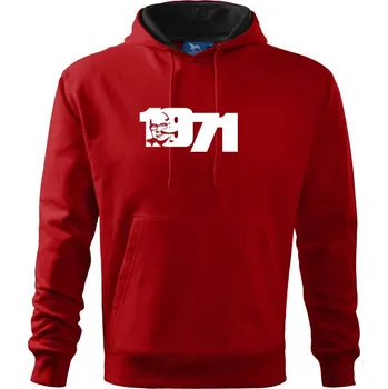 Pánská mikina Husákovo dítě - 1971 - Mikina pánská Cape s kapucí - 4XL ( Červená )