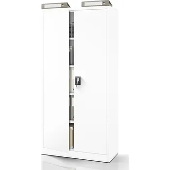Nábytek PEGAS Kancelářská kovová skříň na dokumenty JAN, 900 x 1850 x 400 mm, bílá