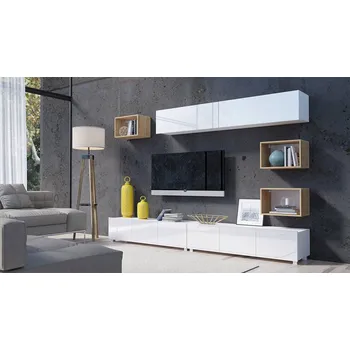 Obývací stěna Obývací stěna CHEMUNG 28 - dub zlatý / bílý lesk