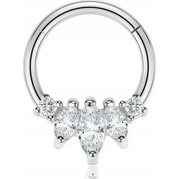 Náušnice Stříbrný kroužek clicker s bílými zirkony 1,2/8