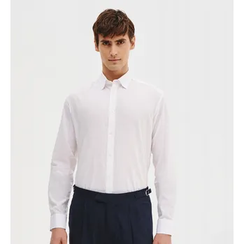 Bílá pánská košile z lnu a bavlny Regular Pako Lorente vel M