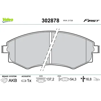 Brzdová destička Sada brzdových destiček, kotoučová brzda VALEO 302878