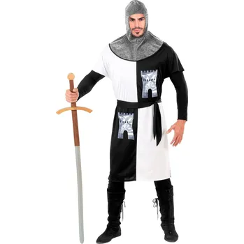 Karnevalový kostým Středověký rytíř, černobílý - S