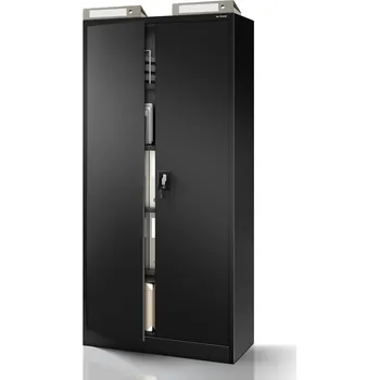 Policová skříň Nábytek PEGAS Kancelářská kovová skříň na dokumenty černá: JAN H, 900 x 1950 x 400 mm