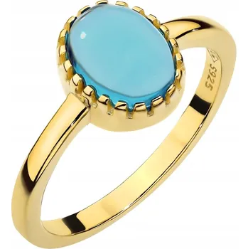 Prsten Pozlacený STŘÍBRNÝ PRSTÝNEK ryzost 925 oválný, s křemenem vel. 19