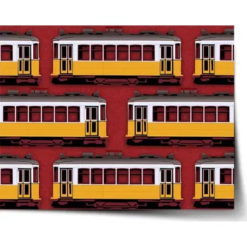 Plakát Sablio Plakát Lisabonské historické tramvaje Červený Pattern - 120x80 cm