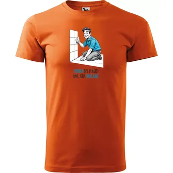 Pánské tričko Sablio Tričko s potiskem Ano, jsem obkladač - oranžové 5XL