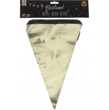 Zlatá girlanda 6 m 16 vlajek Silvestr oslava fólie