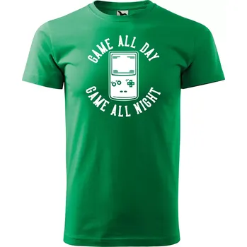 Pánské tričko Sablio Tričko s potiskem Game all day, game all night - zelené 2XL