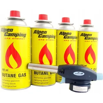 Outdoor vaření PLYNOVÝ HOŘÁK S PÁJKOU + 4 KARTUŠE 400ML SADA