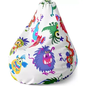 Sedací pytel Sablio Sedací vak Pear Barevné příšerky - 70 x 95 x 15 cm