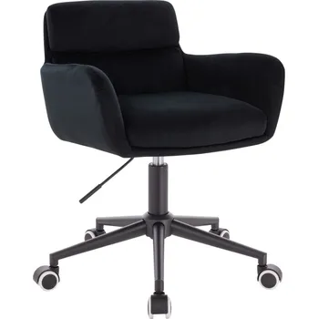 Otočné křeslo Manger velur na černé podstavě s kolečky - černé