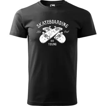 Sablio Tričko s potiskem Skateboarding die young - černé L