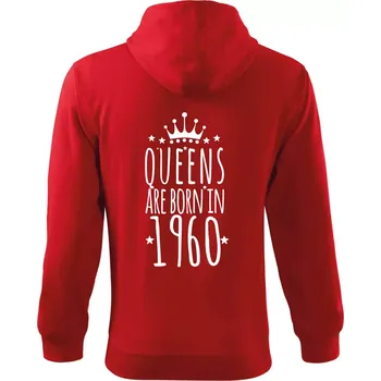 Pánská mikina Queens are born in 1960 - Mikina s kapucí na zip trendy zipper - S ( Červená )