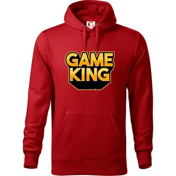 Pánská mikina Game king - nápis velký - Mikina pánská Cape s kapucí - 5XL ( Červená )