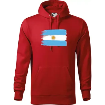Pánská mikina Argentina vlajka kreslená štětkou - Mikina pánská Cape s kapucí - 5XL ( Červená )