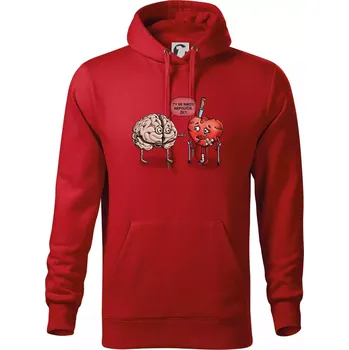 Pánská mikina Mozek a srdce - poučení (Hana-creative) - Mikina pánská Cape s kapucí - 5XL ( Červená )