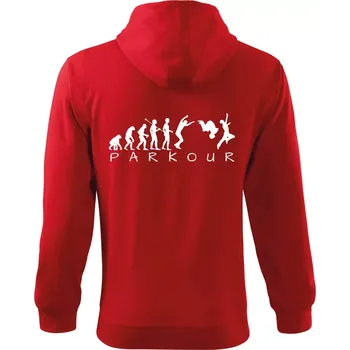 Pánská mikina Parkour evoluce - Mikina s kapucí na zip trendy zipper - XL ( Červená )