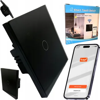 vypínač DOTYKOVÝ SPÍNAČ ČERNÝ SKLENĚNÝ JEDNOKANÁLOVÝ JEDEN KLÁVESA SMART TUYA