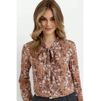 Dámská košile DÁMSKÁ ELEGANTNÍ KOŠILE SE ZAVAZOVÁNÍM KOLEM KRKU, BÉŽOVÁ, VELIKOST 44 XXL