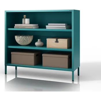 Policová skříň Nábytek PEGAS Nízký kovový regál mořský / tyrkysový Moderní LUCA, 1000 x 900 x 350 mm