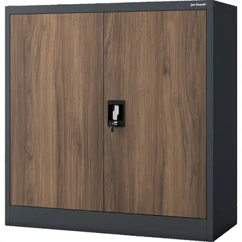 Policová skříň Nábytek PEGAS Kovová skříňka do kanceláře BEATA, 900 x 930 x 400 mm, Eco Design: antracitová/ořech