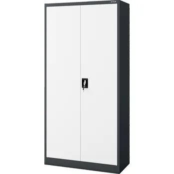 Šatní skříň Jan Nowak Uzamykatelná úklidová skříň DAVID 900 x 1850 x 450 mm, antracitově-bílá
