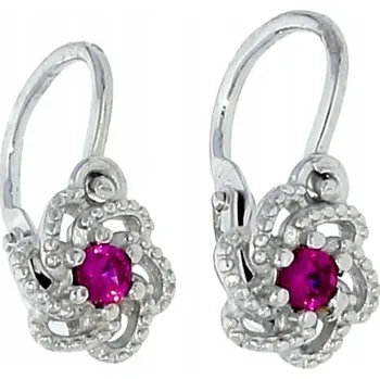Náušnice Goldstore Stříbrné dětské náušnice červený zirkon Váha: 1.00 g