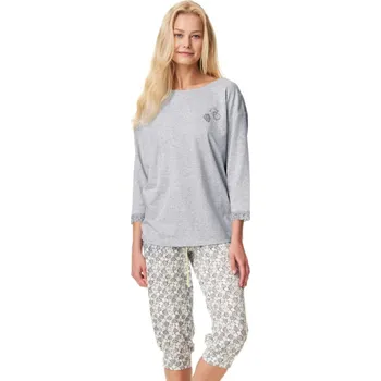 Dámské noční prádlo Pohodlné pyžamo s krajkou Key, šedá melanž XL i170_LNS 651 A23 XL