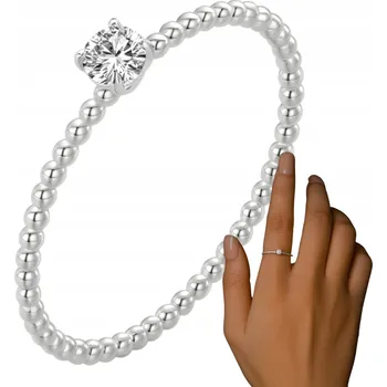 Prsten Jemný korálkový prstýnek s Moissanitem, stříbro 925, bílé zlato