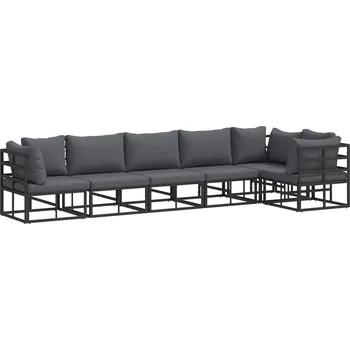 Sada zahradních pohovek s polštářem 6 pcs Černá Hliník Černá3378868