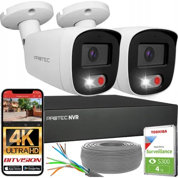 IP kamera Sada 2 IP PoE kamer s mikrofonem, detekcí osob a vozidel, 8Mpx 4K a HDD 4TB