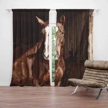 Závěs Sablio Závěs Kůň ve stáji: 2ks 140x250cm